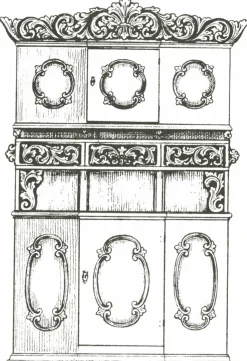 Hot Vesterheim Amrud Acanthus Carving Pattern #76- Framskap (Hutch)