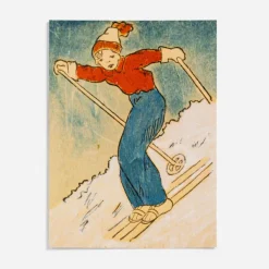 Johnson Printing Child On Skis By C.A. Hendrickson - Vesterheim Collection Card Set Best Sale