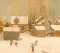 Best Prism Path Giclee Print From Vesterheim's Collections - City Snow With Children By Olaf Aalbu