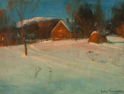 Best Sale Prism Path Giclee Print From Vesterheim's Collections - Farm In Winter By Sven Svendsen