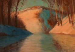 Best Sale Prism Path Giclee Print From Vesterheim's Collections - River In Winter By Sven Svendsen