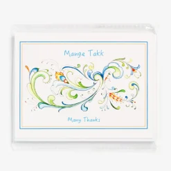 New Sharon Christensen Mange Takk Notecards Set With Rosemaling By