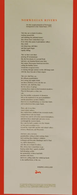 Store Vesterheim Norwegian Rivers Poem By Joseph Langland - Poster