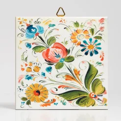 Cheap Gift Chalet Os Rosemaling On Cream Trivet Designed By Lise Lorentzen
