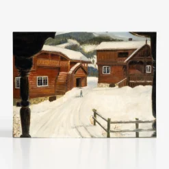 Fashion Johnson Printing Vesterheim Collection Card Set Norwegian Farmstead, 1940S By Margit Mathiesen Osri